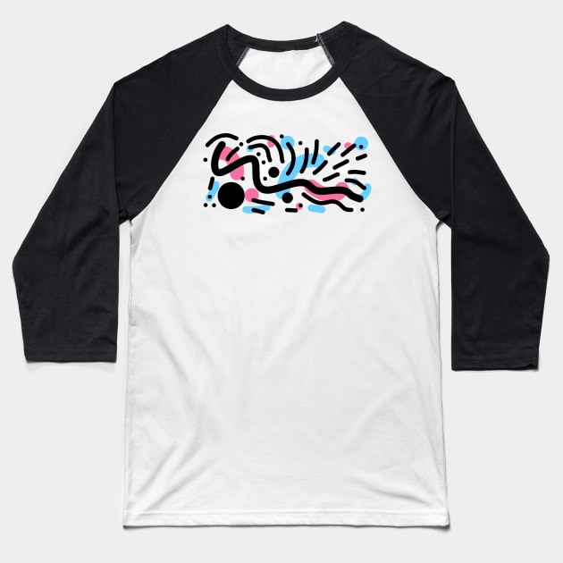 Line Art Mashup Trans Flag Baseball T-Shirt by Satyr_Em